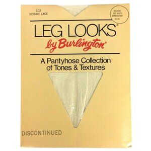 Leg Looks By Burlington Mosaic Lace Pantyhose Medium Off White Sandalfoot Nylon